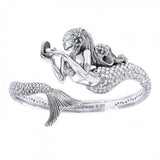 She hold the mystic ~ Sea Mermaid Sterling Silver Cuff Bracelet with Gemstone TBA189 - Wholesale Jewelry
