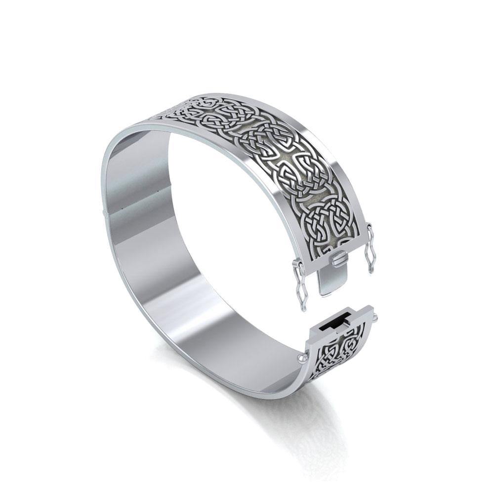 Large Silver Elegance Solid Celtic Knot Bangle with open lock TBA213 - Jewelry
