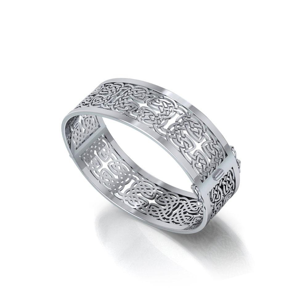 Large Silver Elegance Hollow Celtic Knot Bangle with open lock TBA214 - Jewelry