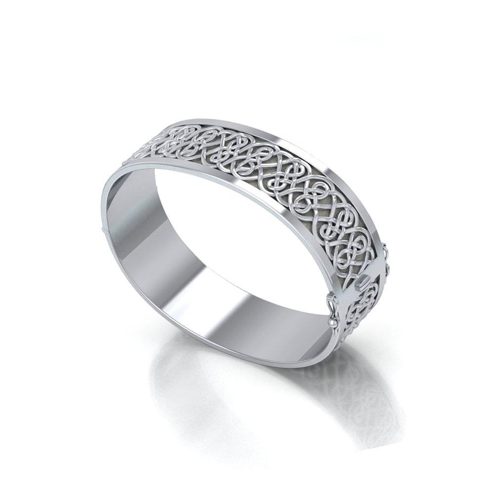 Large Silver Solid Celtic Knot Bangle with open lock TBA215 - Jewelry