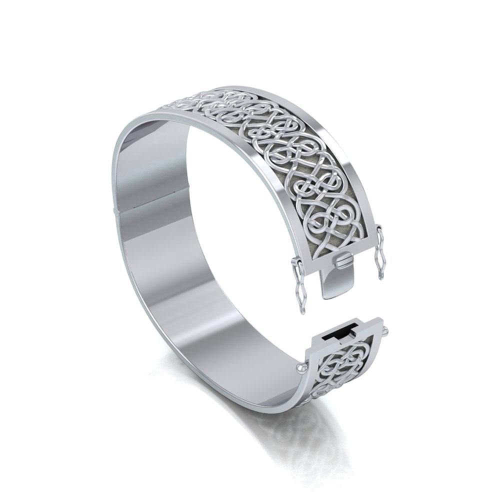 Large Silver Solid Celtic Knot Bangle with open lock TBA215 - Jewelry