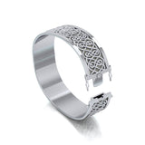Large Silver Solid Celtic Knot Bangle with open lock TBA215 - Jewelry