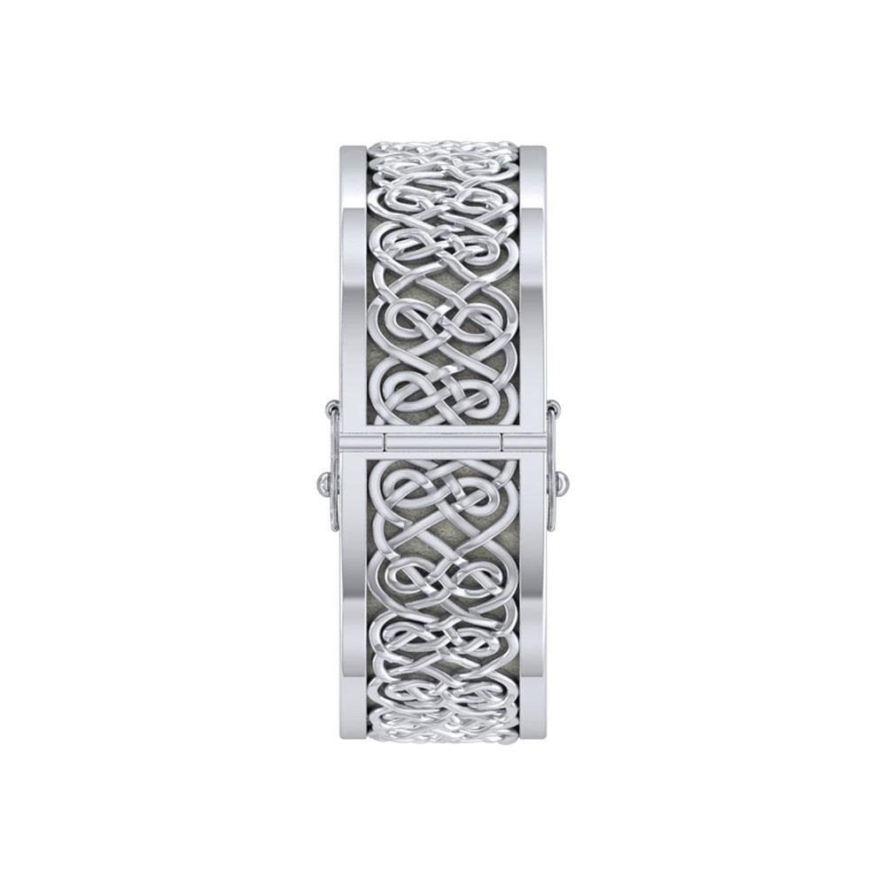 Large Silver Solid Celtic Knot Bangle with open lock TBA215 - Jewelry