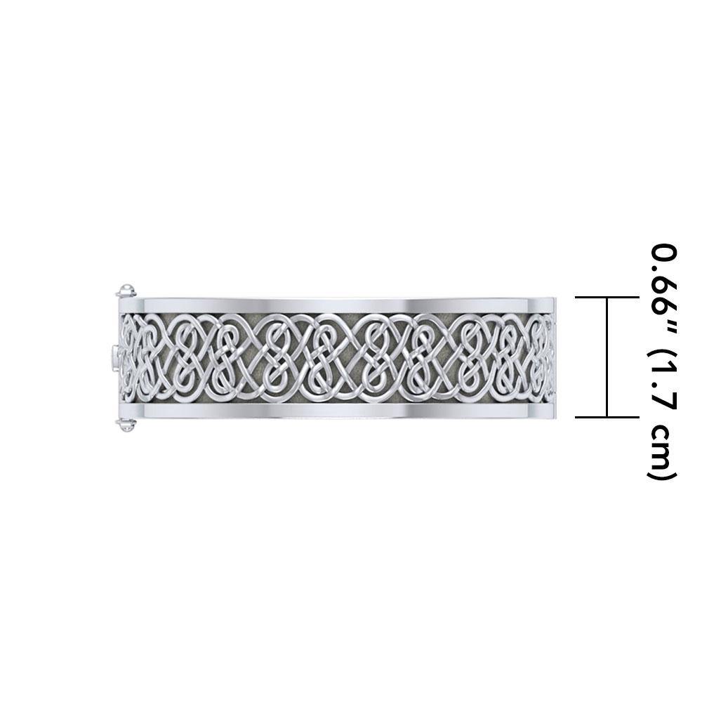 Large Silver Solid Celtic Knot Bangle with open lock TBA215 - Jewelry