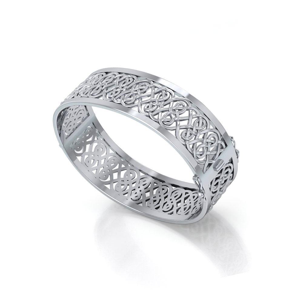 Large Silver Hollow Celtic Knot  Bangle with open lock TBA216 - Jewelry
