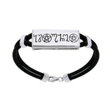 Silver Theban Handfasting  Pentacle Leather Cord Bracelet TBL202