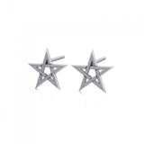 Pentagram Sterling Silver Post Earrings TE1178