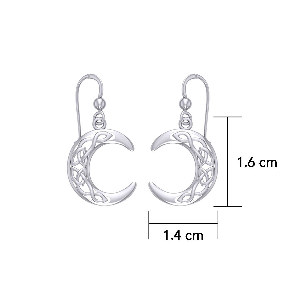 Celtic Crescent Moon ~ Sterling Silver Dangle Earrings TE2007