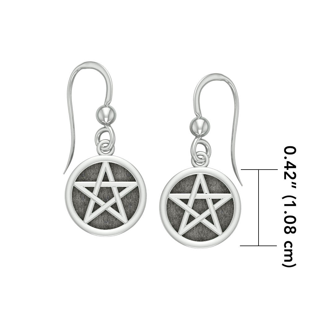 Solid Pentacle Sterling Silver Earrings TE309