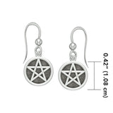 Solid Pentacle Sterling Silver Earrings TE309