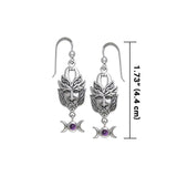Green Man Silver Earrings TER125