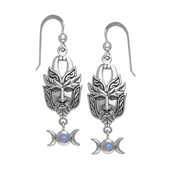 Green Man Silver Earrings TER125