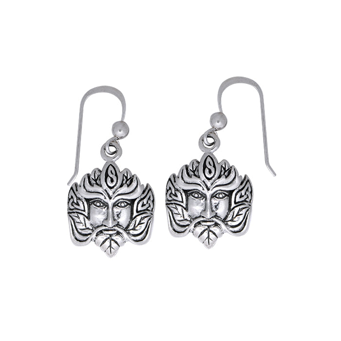 Green Man Silver Earrings TER127