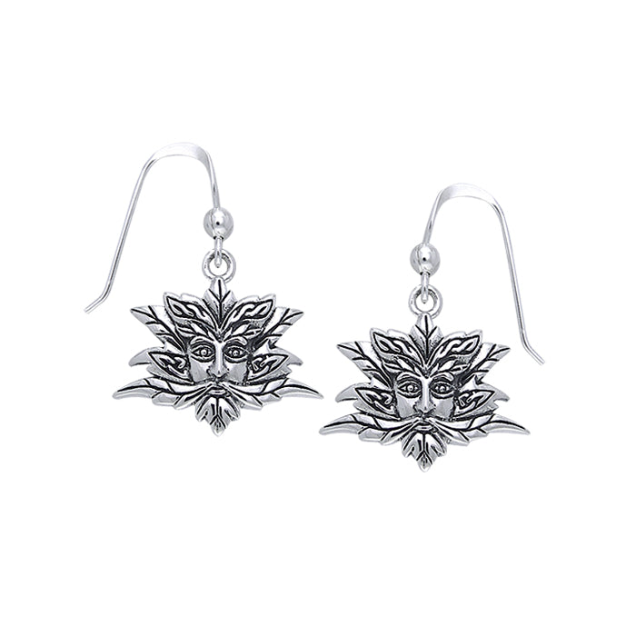 Green Man Silver Earrings TER128