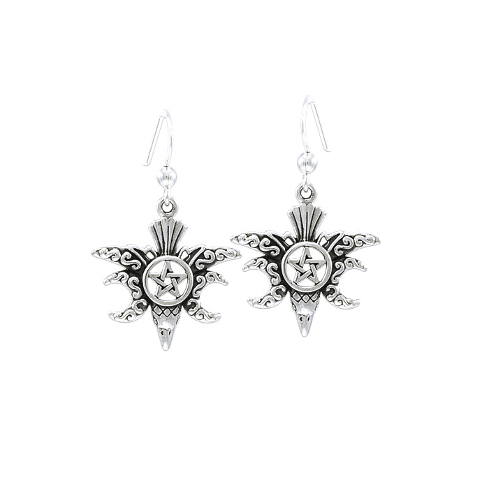 Raven Silver Pentacle Earrings TER1476