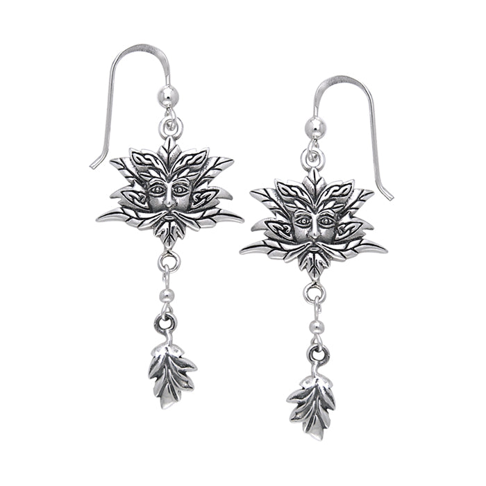 Green Man Silver Earrings TER171