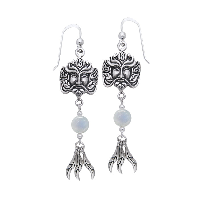 Green Man Silver Earrings TER172