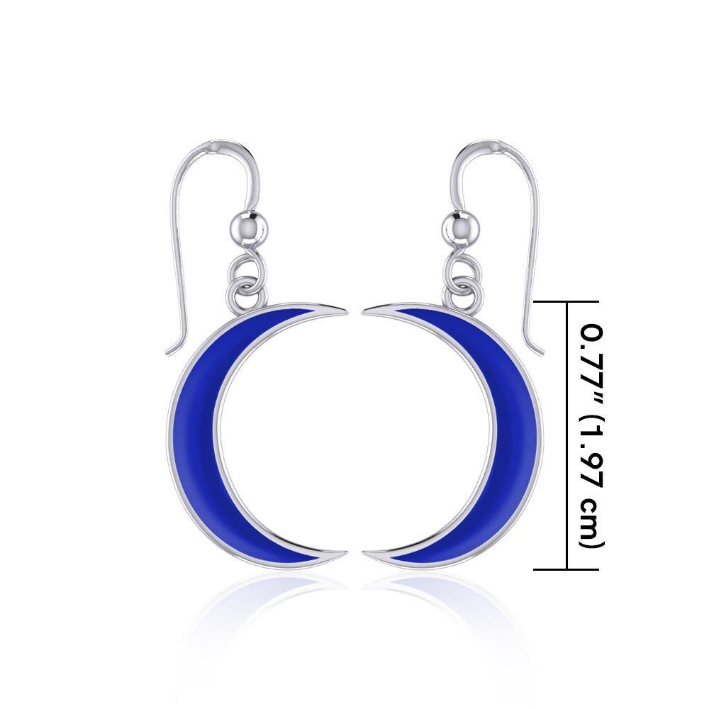 Wish Upon the Enchanting Silver Crescent Moon with Inlaid Earrings TER1743 - Jewelry