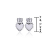 Heart with Crown Silver Post Earrings TER1750 - Jewelry