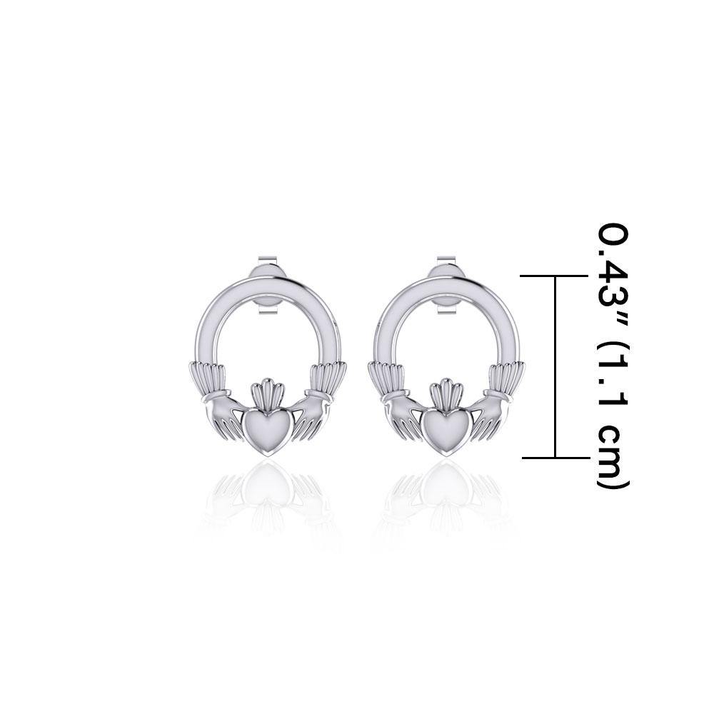 Irish Claddagh Silver Post Earrings TER1752 - Jewelry