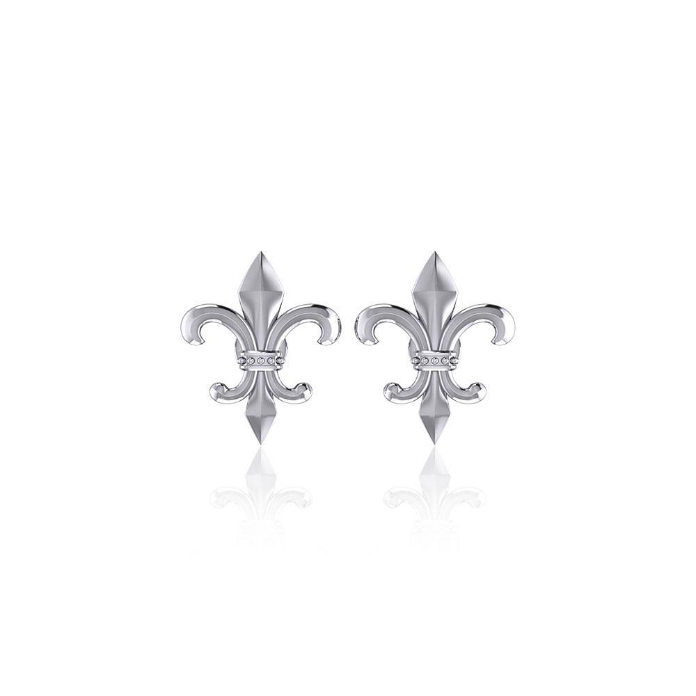 Fleur De Lis Silver Post Earrings TER1754 - Jewelry