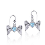 Gemstone Heart and Flying Angel Wings Silver Earrings TER1782 - Jewelry