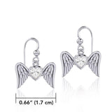 Gemstone Heart and Flying Angel Wings Silver Earrings TER1782 - Jewelry