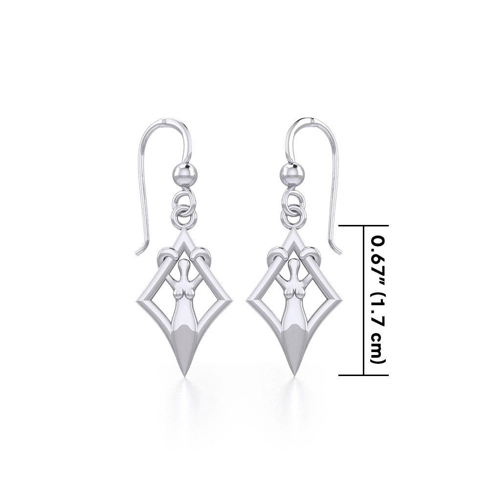 Goddess in Diamond Frame Silver Earrings TER1787 - Jewelry