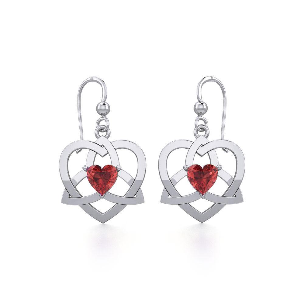 The Celtic Trinity Heart Silver Earrings with Gemstone TER1788 - Jewelry