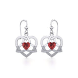 The Celtic Trinity Heart Silver Earrings with Gemstone TER1788 - Jewelry