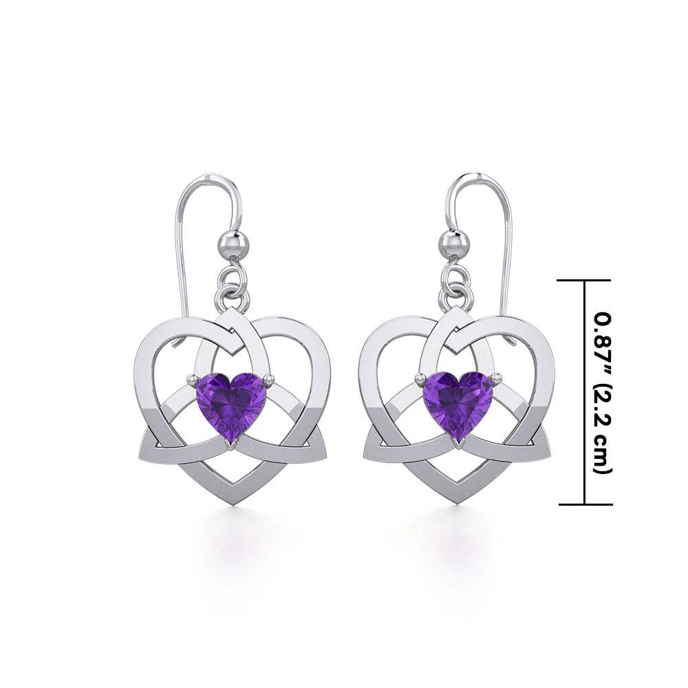 The Celtic Trinity Heart Silver Earrings with Gemstone TER1788 - Jewelry