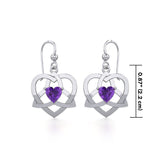 The Celtic Trinity Heart Silver Earrings with Gemstone TER1788 - Jewelry