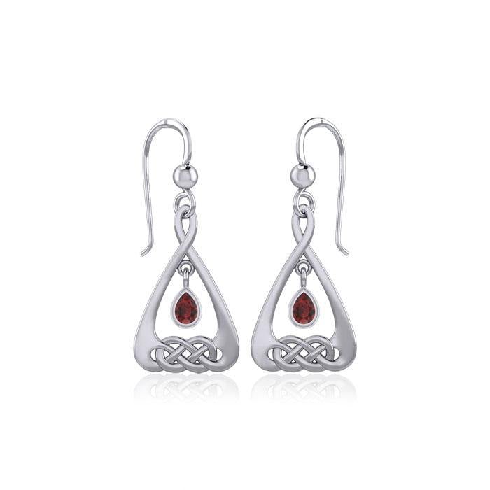 Celtic Knot Silver Earrings  with Dangling Gemstone TER1794 - Jewelry