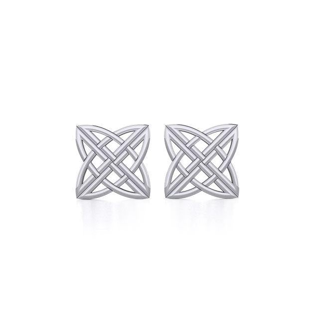 Celtic Knotwork Brigid Cross Silver Post Earrings TER1803 - Jewelry