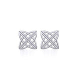 Celtic Knotwork Brigid Cross Silver Post Earrings TER1803 - Jewelry