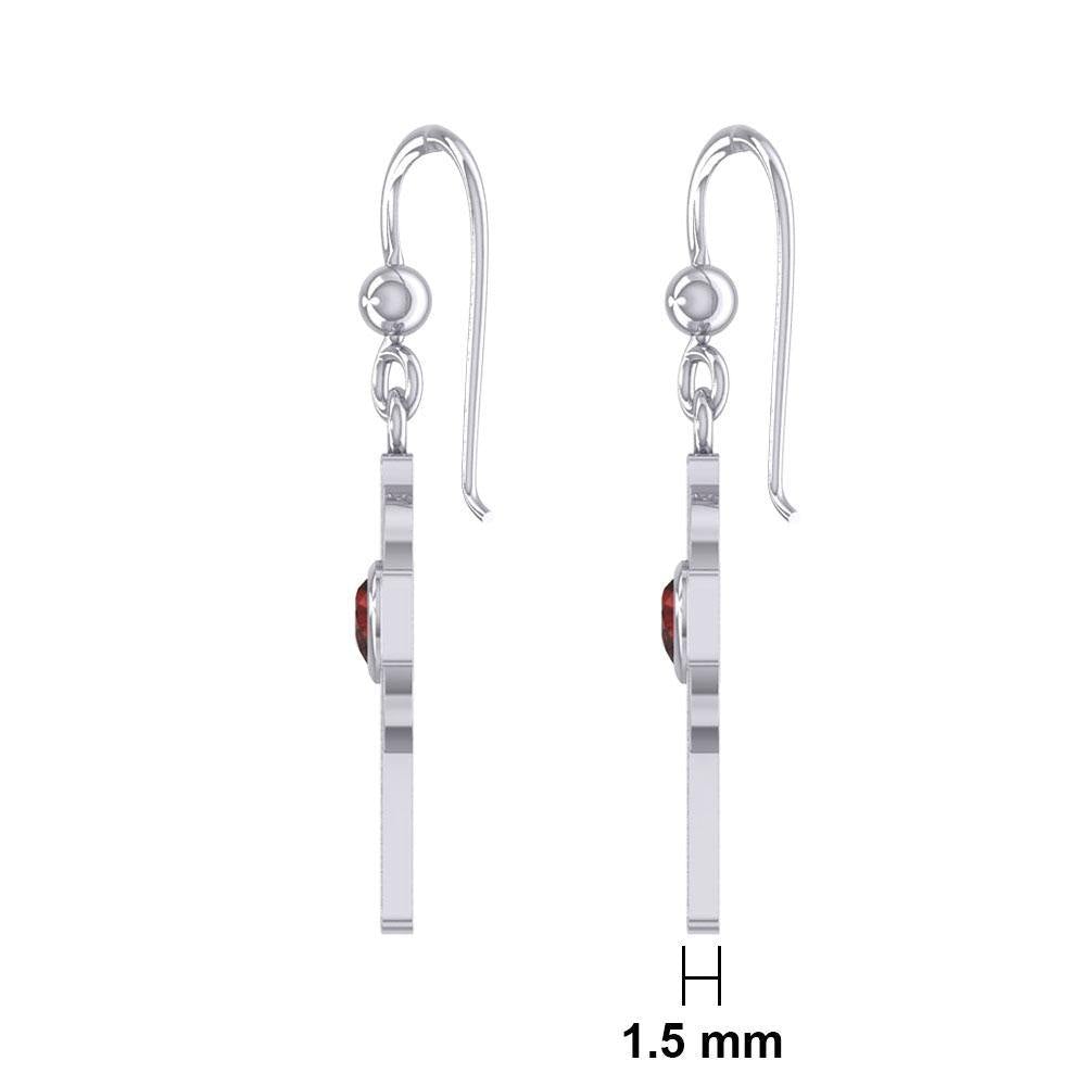 Celtic Cross Silver Earrings with Heart Gemstone TER1833 - Jewelry
