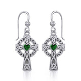 Celtic Cross Silver Earrings with Heart Gemstone TER1833 - Jewelry