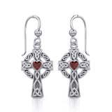 Celtic Cross Silver Earrings with Heart Gemstone TER1833 - Jewelry