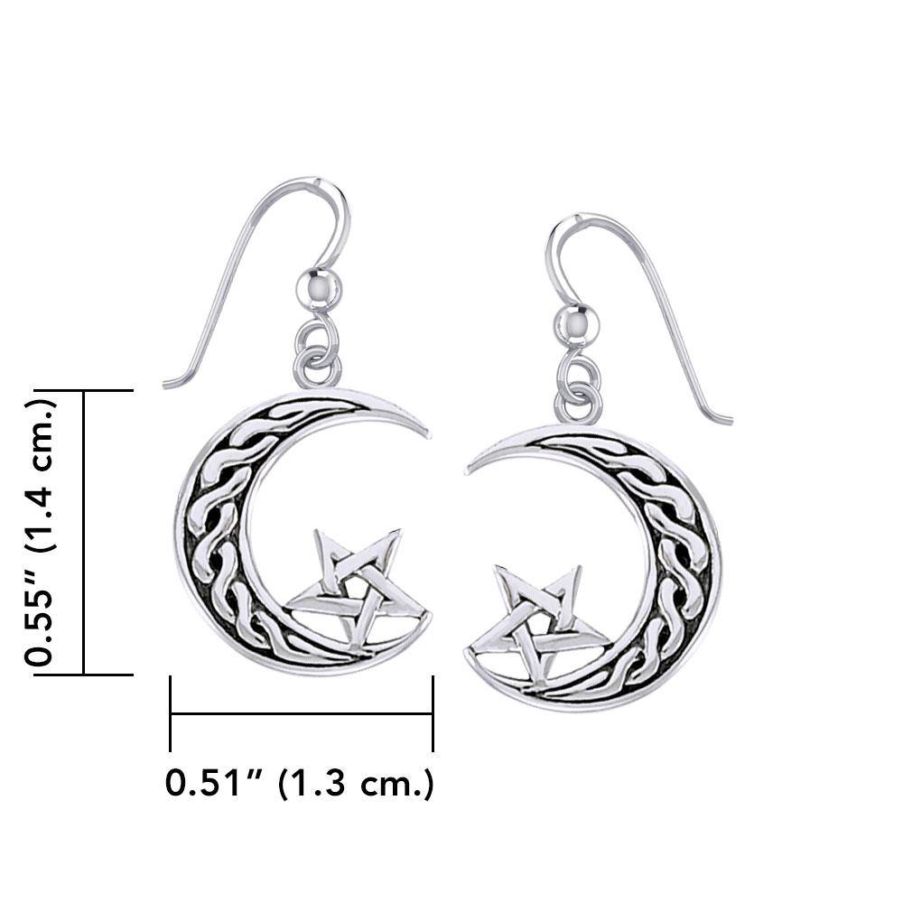 The Star on Celtic Crescent Moon Silver Earrings TER1852 - Jewelry
