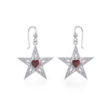 Celtic Star Silver Earrings with Heart Gemstone TER1881 - Jewelry