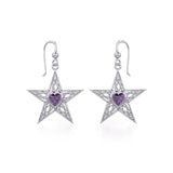 Celtic Star Silver Earrings with Heart Gemstone TER1881 - Jewelry