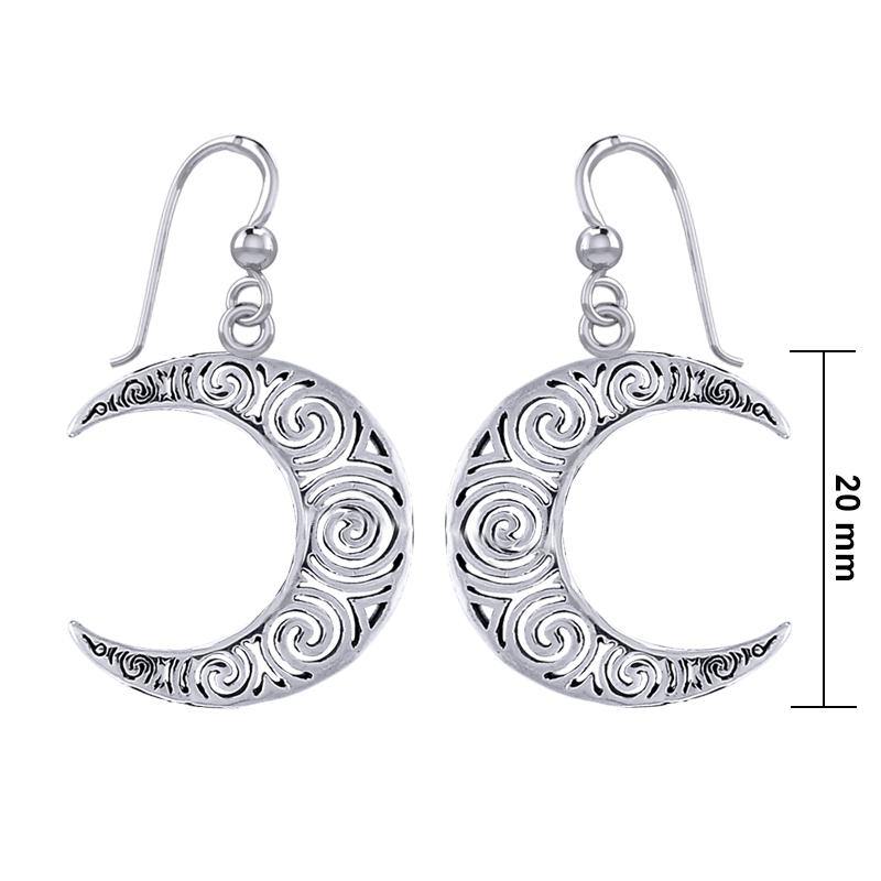 Spiral Crescent Moon Sterling Silver Earrings TER1895 - Jewelry