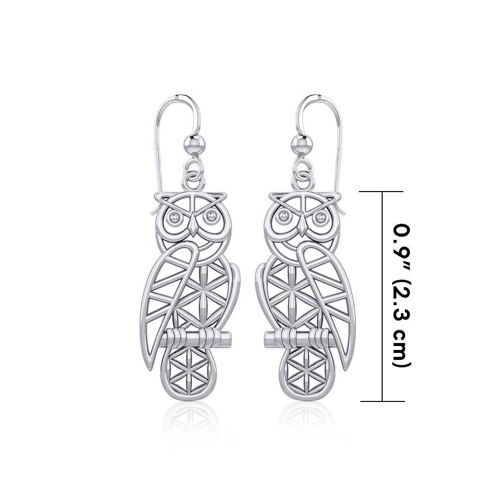Silver Flower of Life Owl Earrings TER1905 - Jewelry