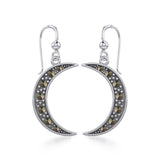 Crescent Moon Sterling Silver Earrings with Marcasite TER1906 - Jewelry