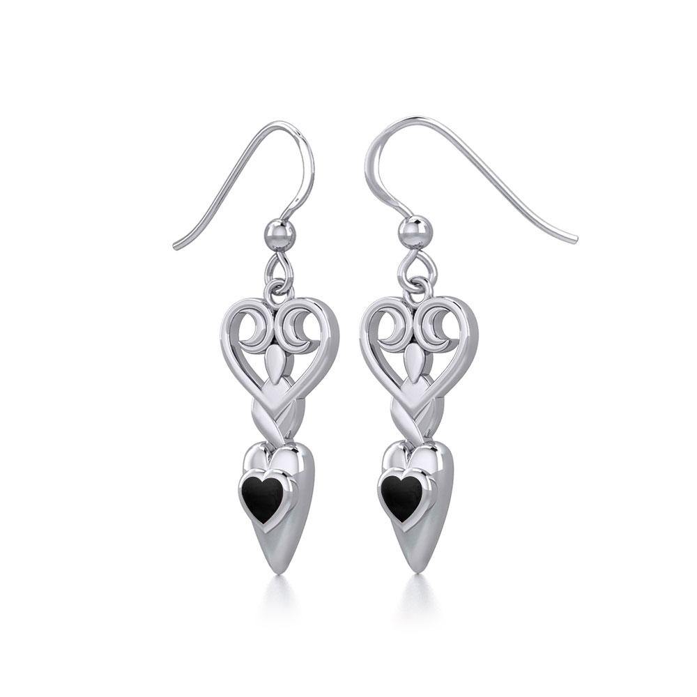 Goddess with Heart Gemstone Silver Earrings TER1918 - Jewelry