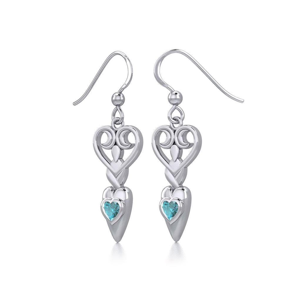 Goddess with Heart Gemstone Silver Earrings TER1918 - Jewelry