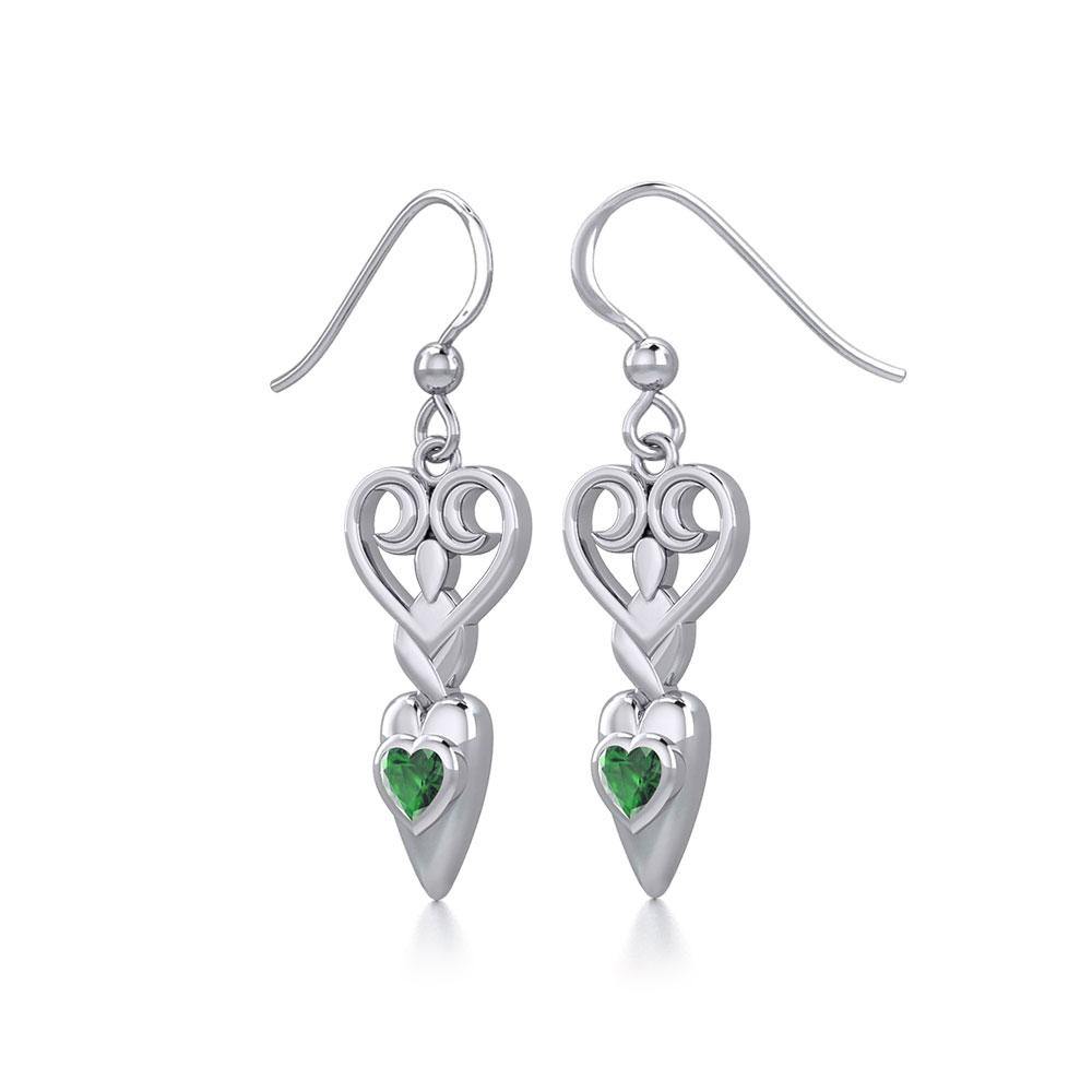 Goddess with Heart Gemstone Silver Earrings TER1918 - Jewelry