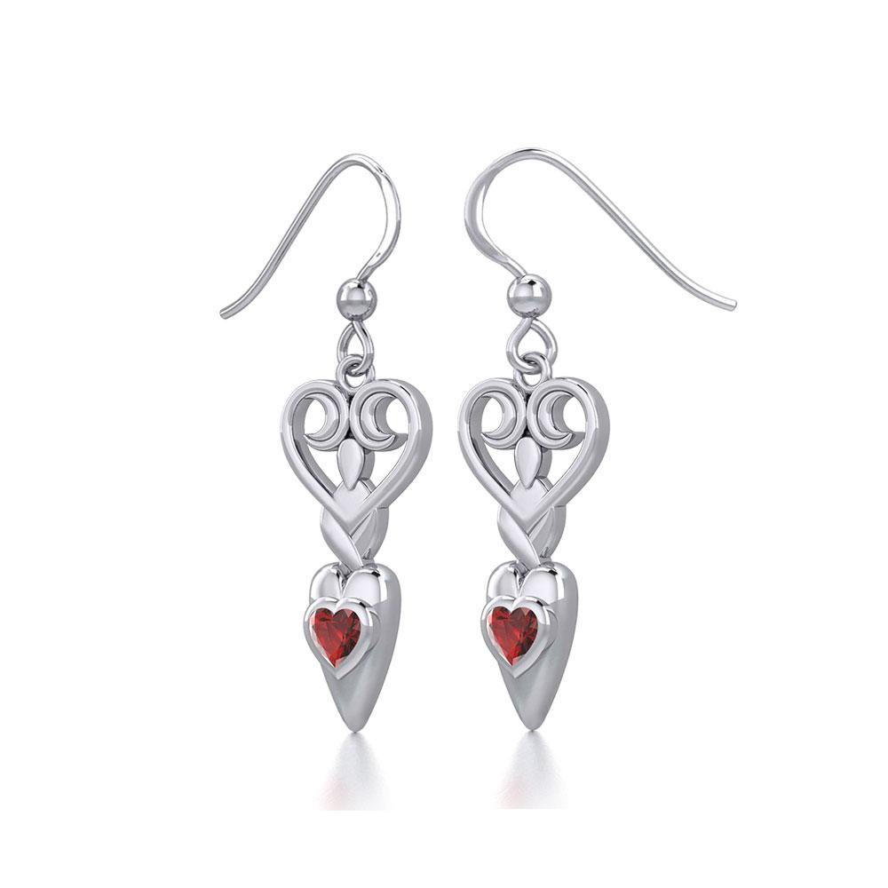 Goddess with Heart Gemstone Silver Earrings TER1918 - Jewelry