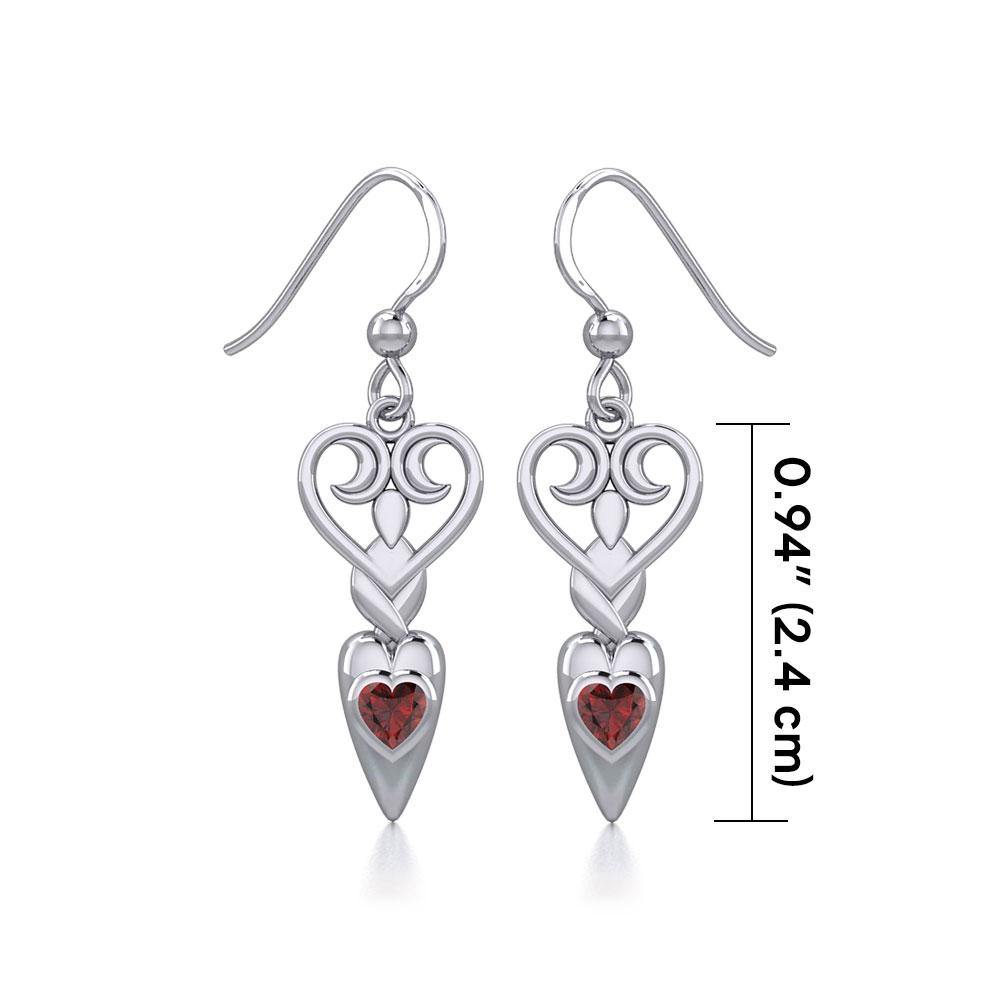 Goddess with Heart Gemstone Silver Earrings TER1918 - Jewelry