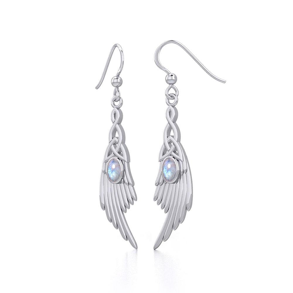 Celtic Knot Angel Wing Silver Earrings with Oval Gemstone TER1927 - Jewelry